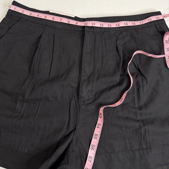 NWT Joie Pleated Shorts Black Linen Blend High Waist Elastic Back Women’s Sz XL - Picture 6 of 14